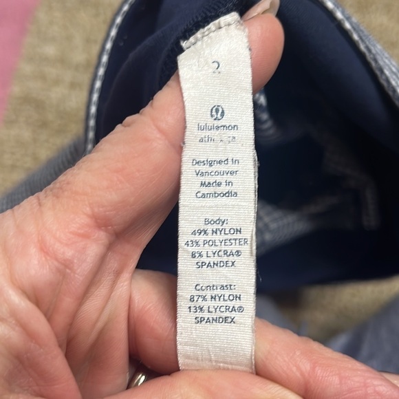 Lululemon Wunder Under Crop Leggings Inkwell Gingham Navy White Leggings - Picture 8 of 9